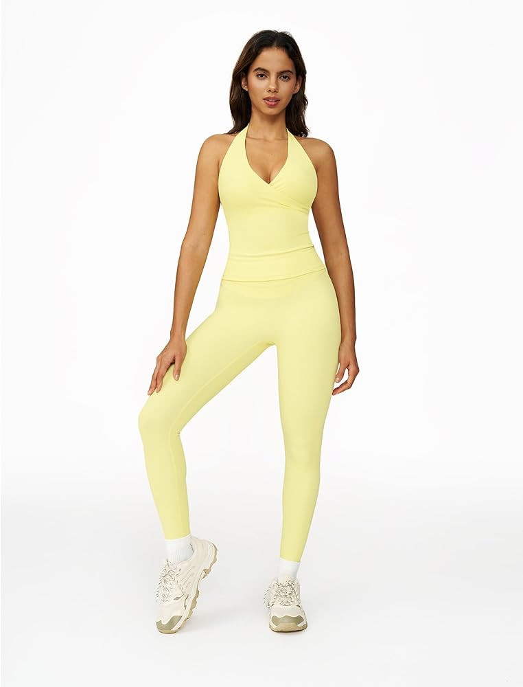 ABOCIW Two Piece Workout Sets for Women Wrap Halter Tank Top High Waist Leggings Yoga Pilates Out... | Amazon (US)