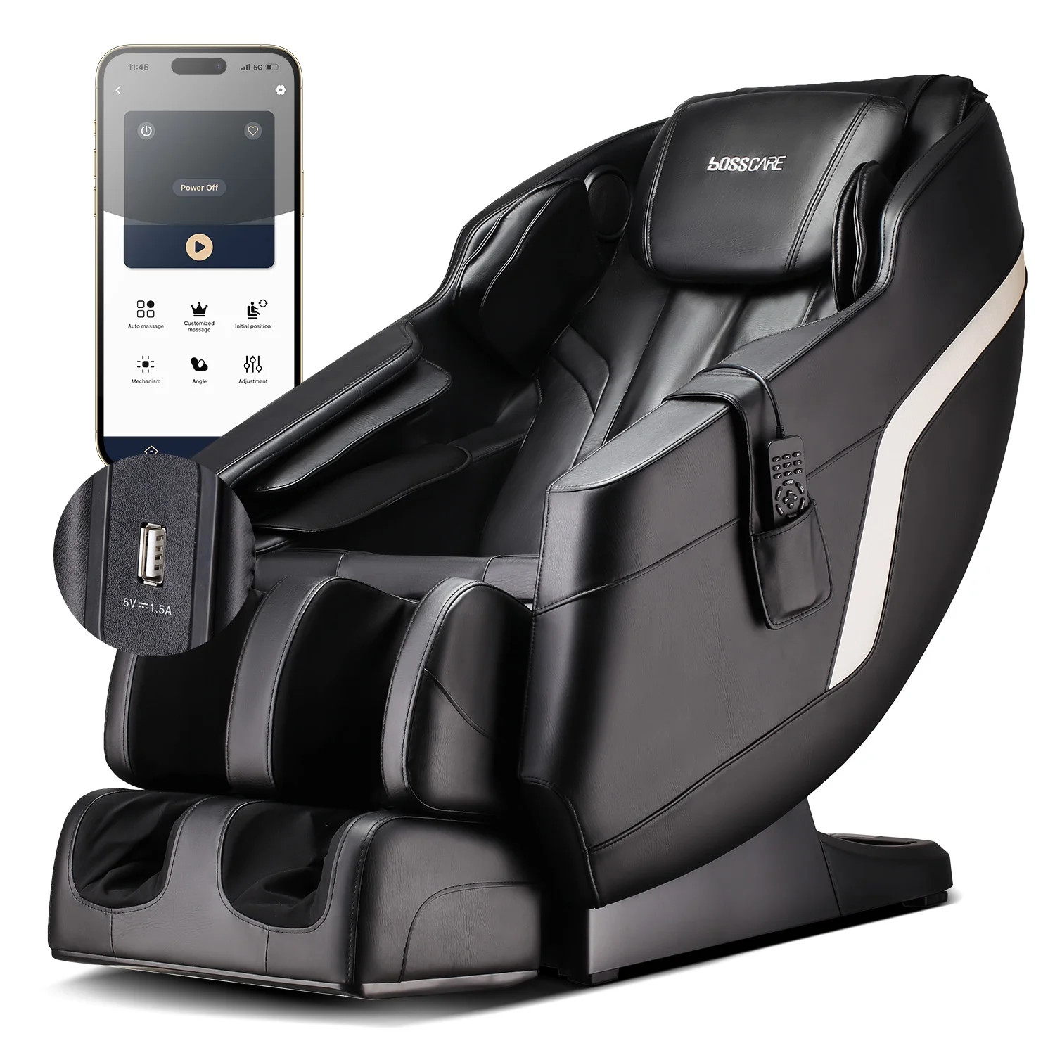 BOSSCARE Full Body Massage Chair and Recliners Zero Gravity Shiatsu for Relaxation, Black | Walmart (US)