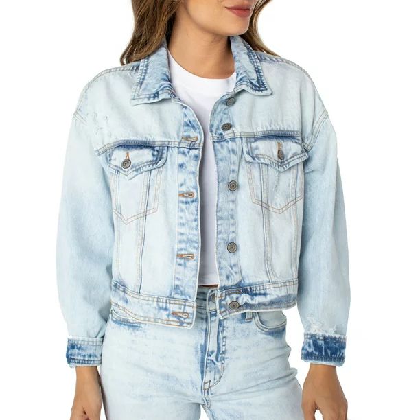 Celebrity Pink Juniors Boxy Crop Denim Jacket - Walmart.com | Walmart (US)