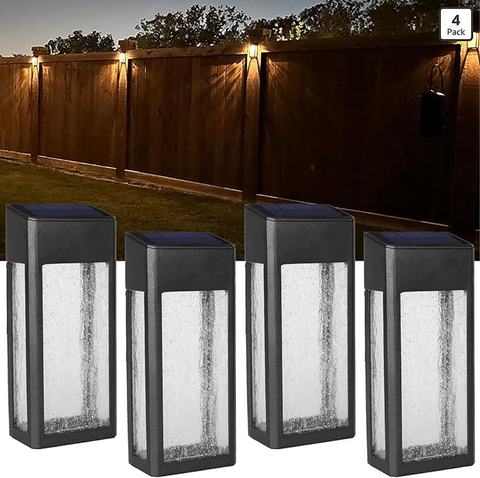 GOODFOEVER 4 Pack Solar Fence Lights Solar Post Accent Light/Wall Light for Outdoor, Yard, Fence,... | Amazon (US)