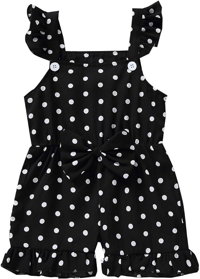 Infant Girl One-Piece Jumpsuit Ruffle Sleeve Sling Bodysuit Polka Dot Romper Summer Clothes | Amazon (US)