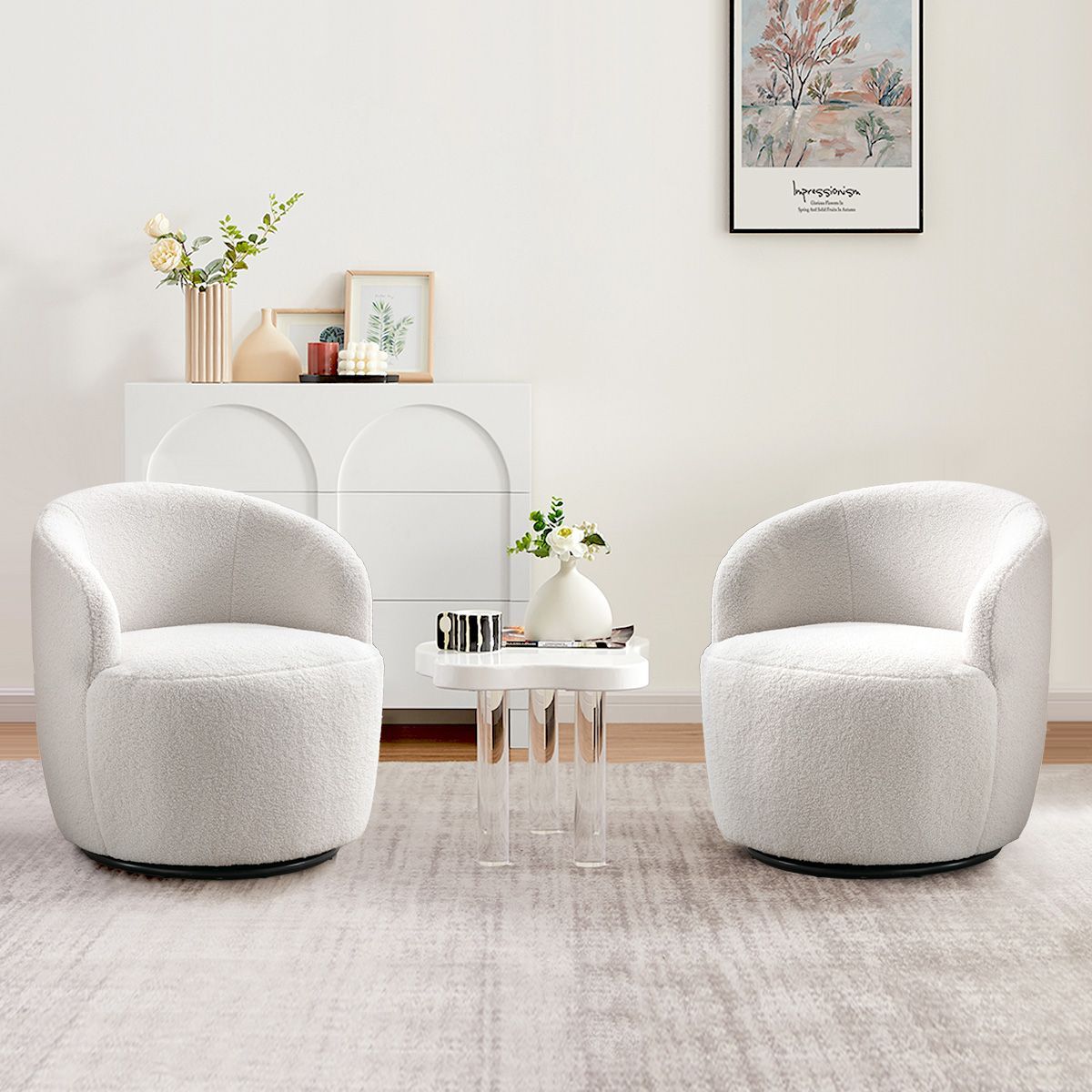 Fannie Set Of 2 Teddy Swivel Chair,25.60'' Wide Small Size Teddy Accent Chairs,Upholstered 360° ... | Target