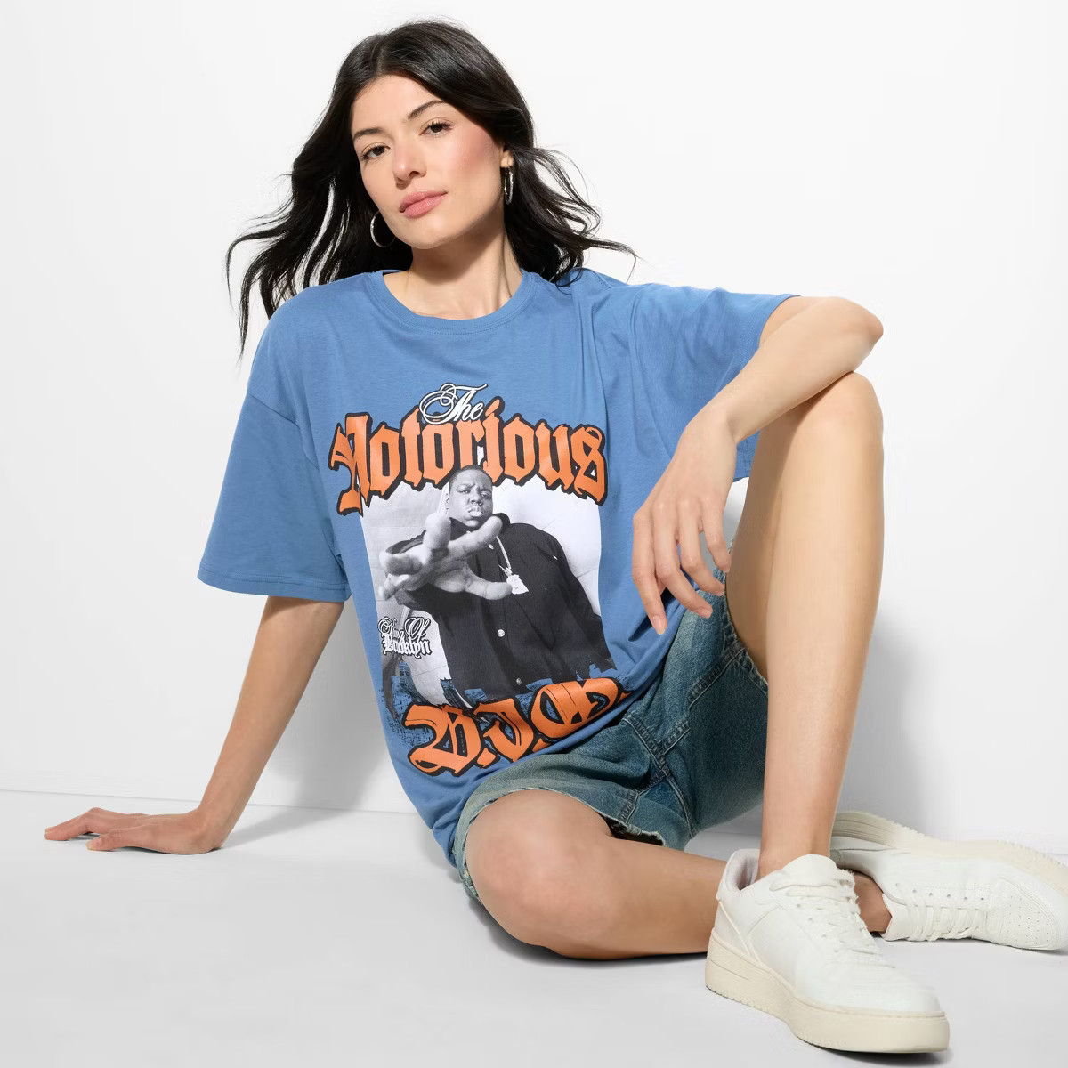 Women's Notorious Big Oversized Graphic T-Shirt - Blue | Target