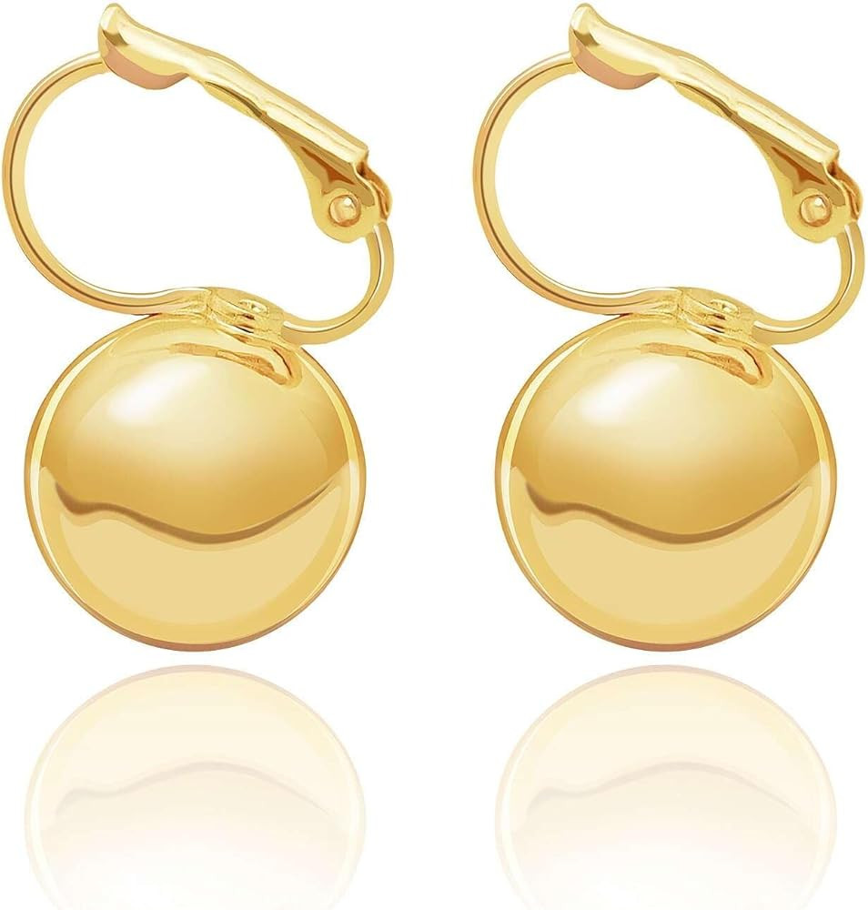 14K Gold Plated Ball Drop Earrings, Hypoallergenic Lightweight Leverback Earrings, Gift for Mom W... | Amazon (US)