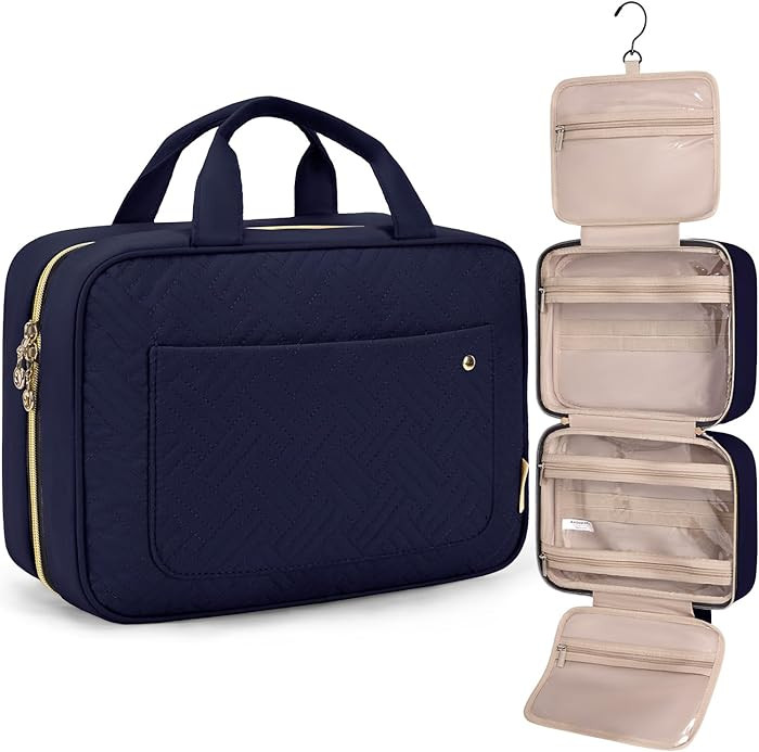 BAGSMART Toiletry Bag Travel Bag with Hanging Hook, Water-resistant Makeup Cosmetic Bag Travel Or... | Amazon (US)