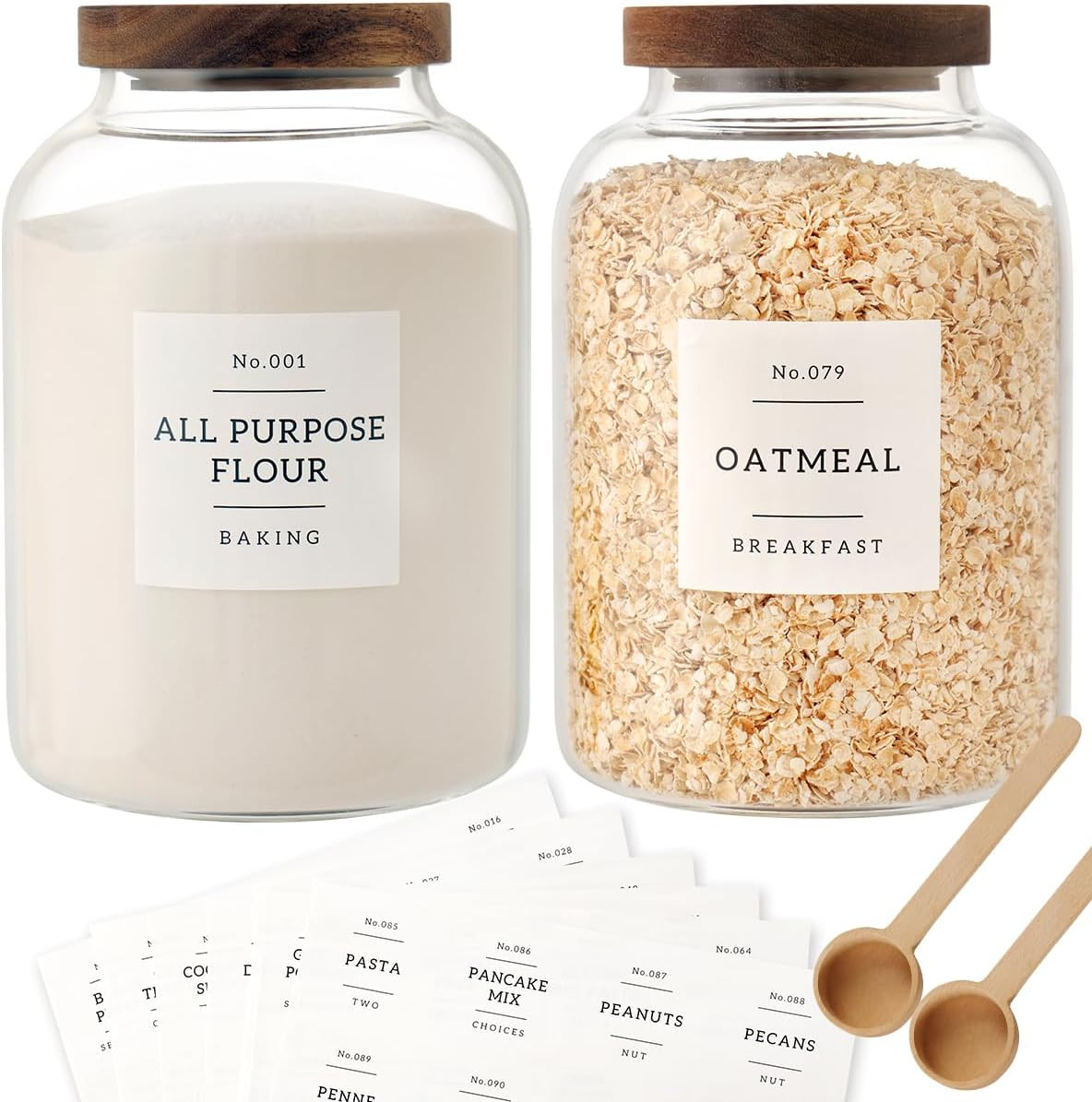 2 PCS Large Glass Jar with Airtight Lid, Glass Food Storage Jars for Tea,Spice,Cereal, Egg,Flour,... | Amazon (US)