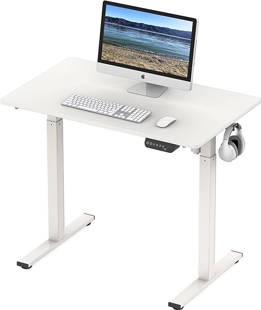 SHW Electric Height Adjustable Desk with Memory Preset, 40 x 24 Inches, White | Amazon (US)