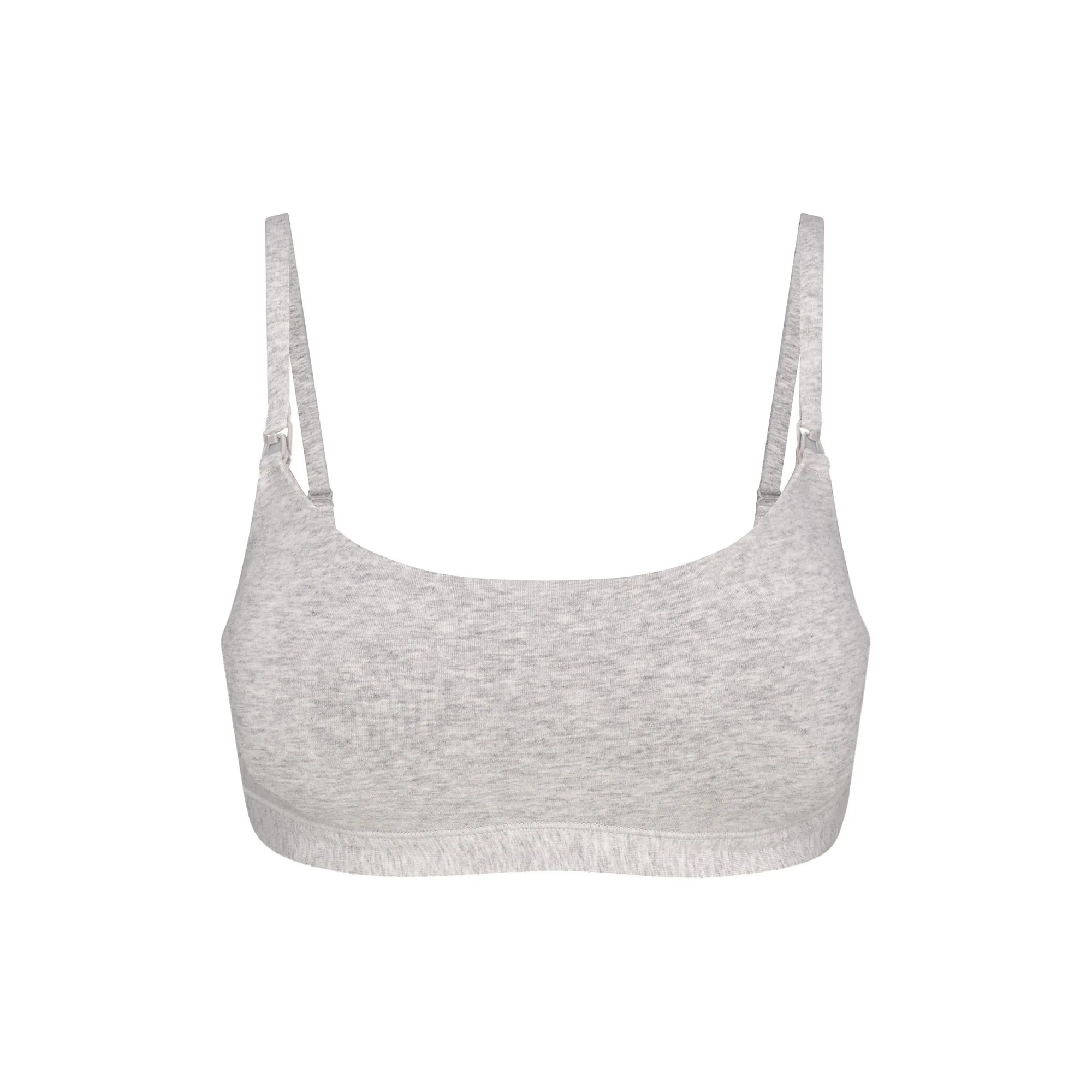 COTTON JERSEY MATERNITY NURSING SCOOP BRALETTE | LIGHT HEATHER GREY | SKIMS (US)