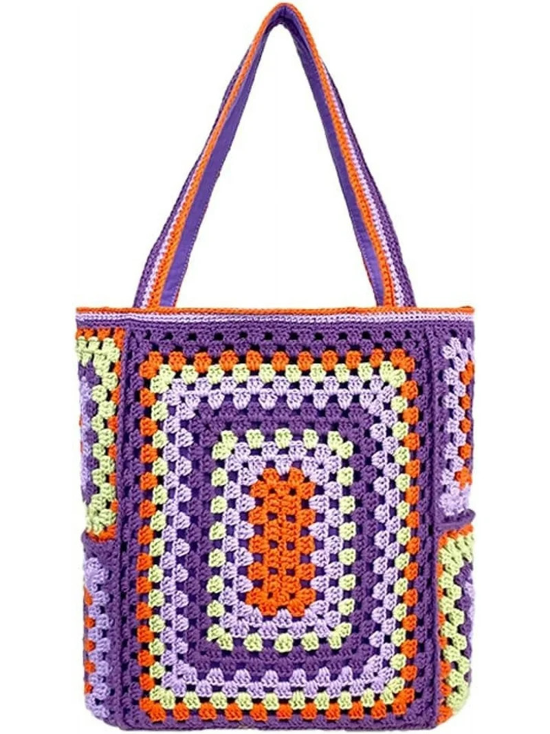 Knitted Shouder Bags for Women Crochet Handbag Colorful Summer Totes Oversized Hobo Bag Woven Top... | Walmart (US)