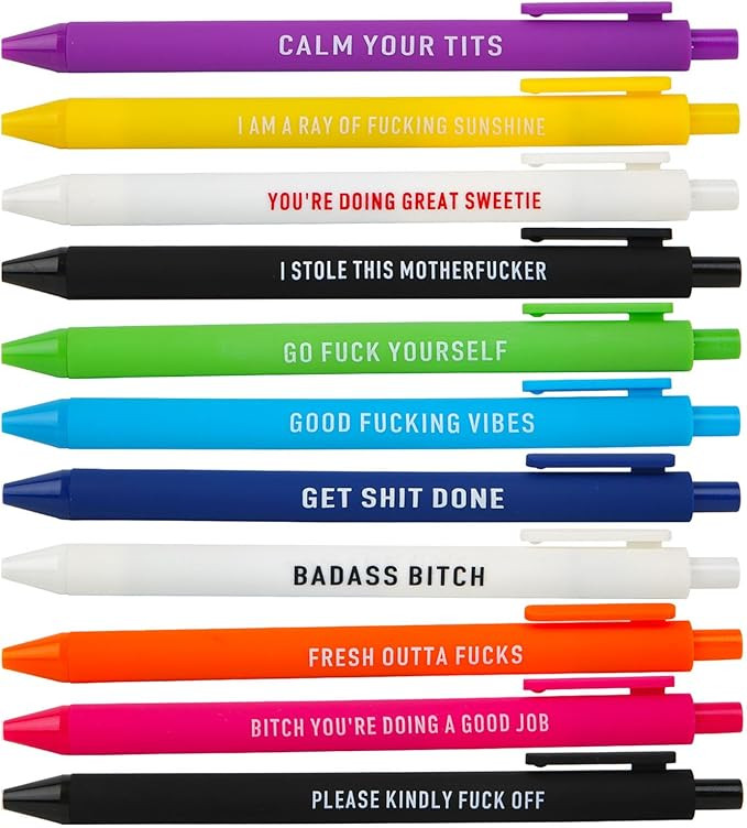 Funny Pens, Colorful Ballpoint Pen Set with Snarky Quotes, Smooth Writing Black Ink, Novelty Gift... | Amazon (US)