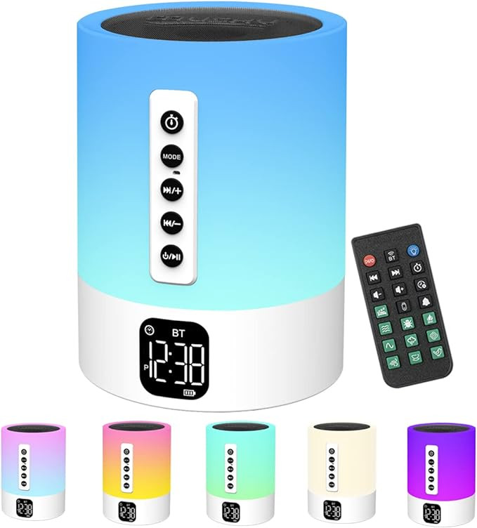 Alarm Clock Bluetooth Speaker, Night Light White Noise Machine Touch Bedside Lamp with Alarm Cloc... | Amazon (US)