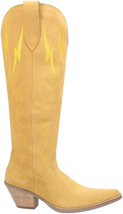 Dingo Womens Thunder Road Embroidered Snip Toe Casual Boots Knee High Mid Heel 2-3" - Black | Amazon (US)