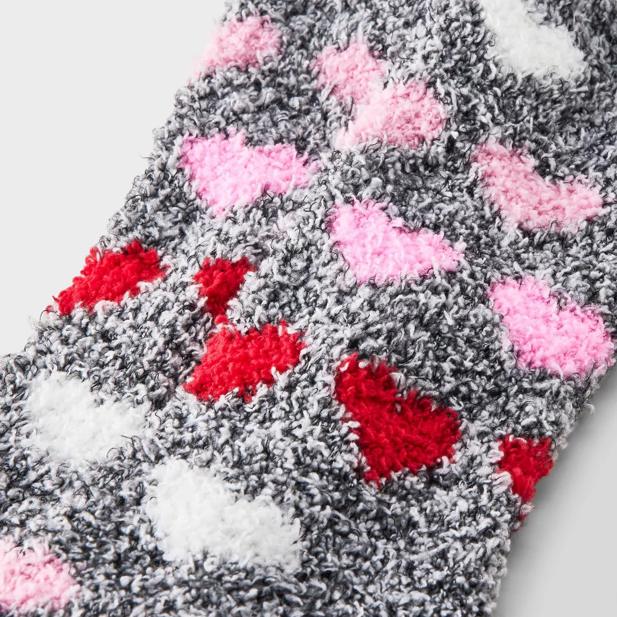 Women's Gradient Hearts Valentine's Day Cozy Crew Socks - Charcoal Gray/Pink/Red 4-10 | Target