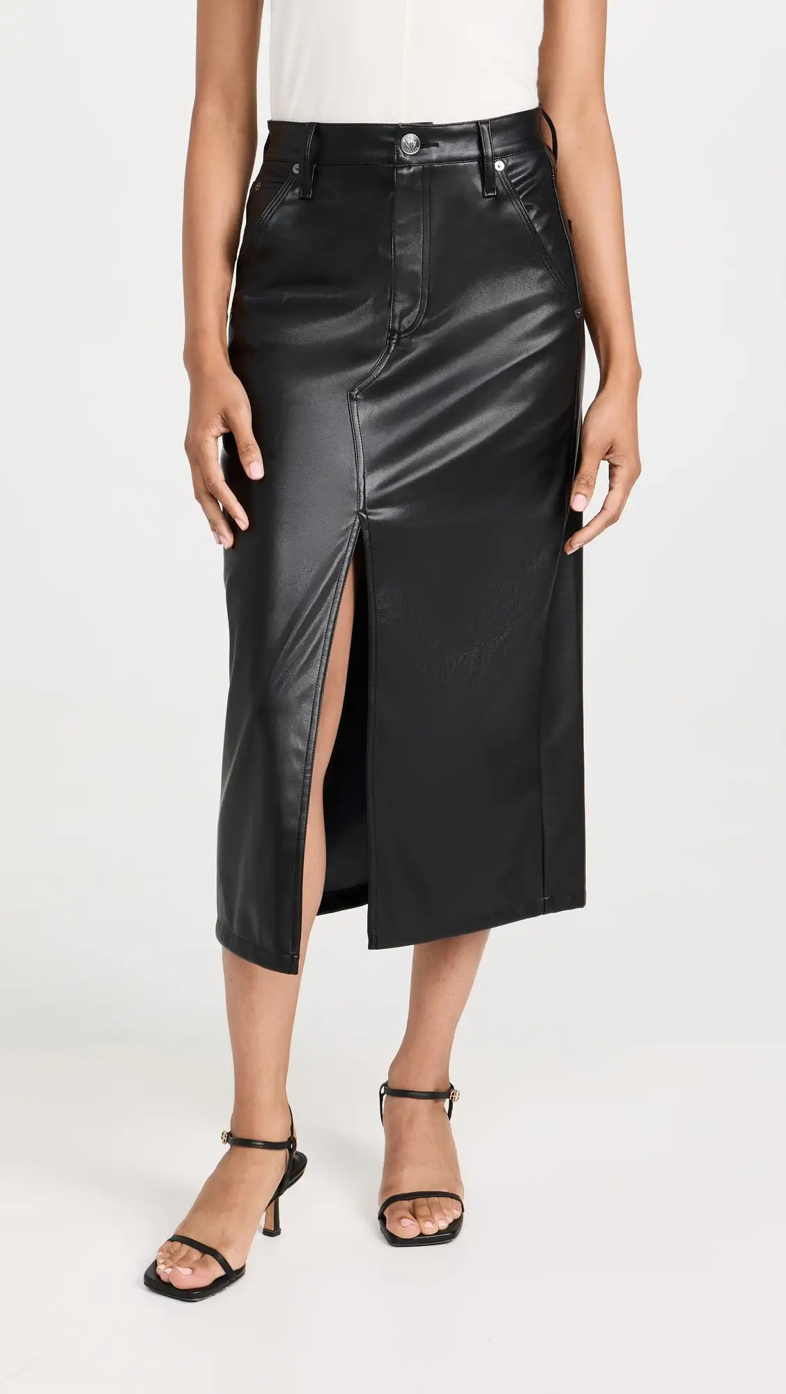 Rag & Bone Sid Faux Leather Midi Skirt | Shopbop | Shopbop