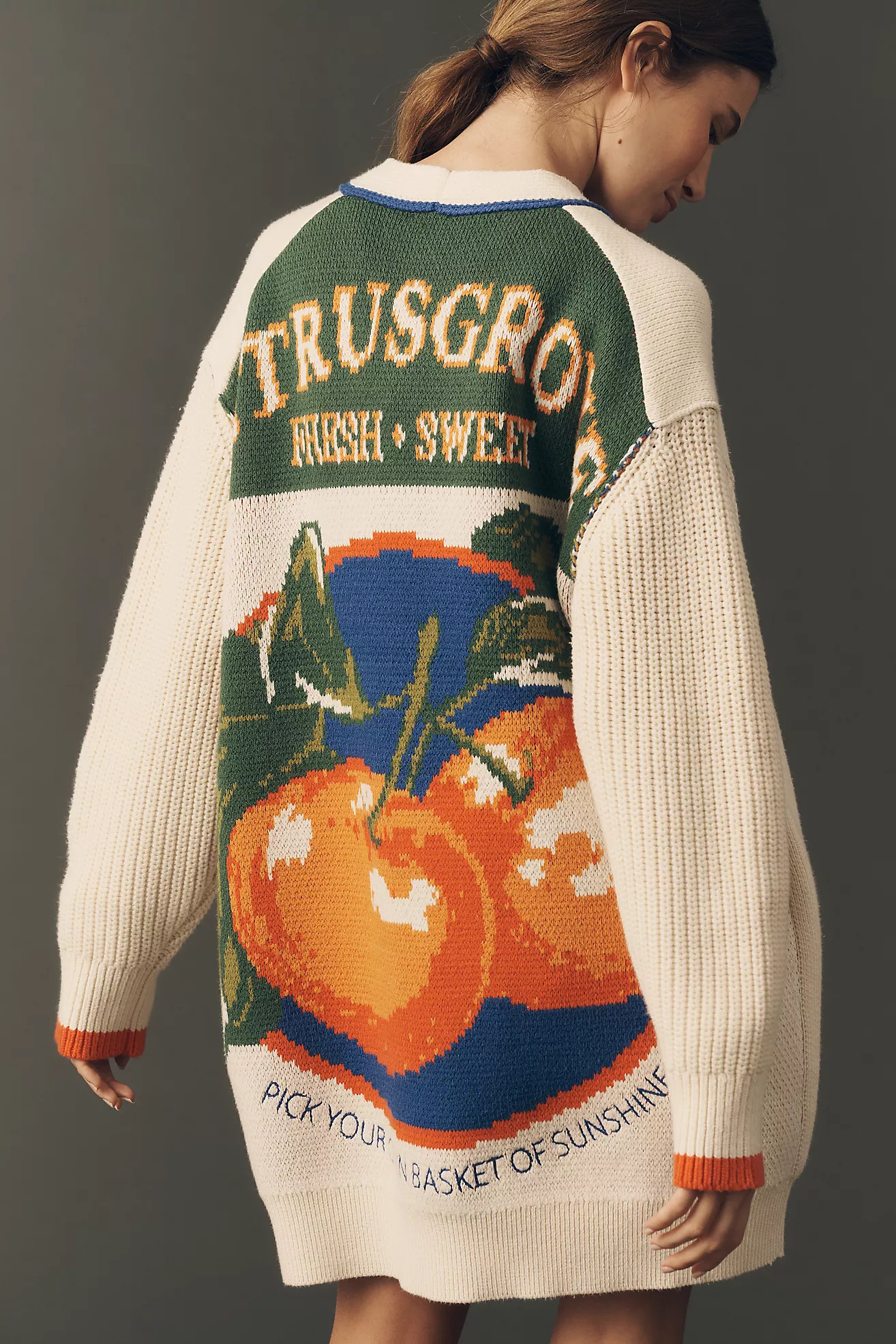 Maeve Cotton Blend Veggie Motif Cardigan Sweater | Anthropologie (US)