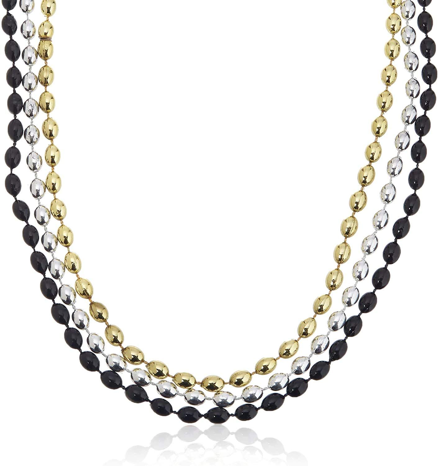 Amscan Bead Necklace, Party Accessory, Black, Silver, Gold | Amazon (US)