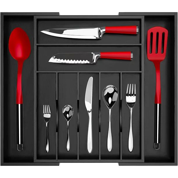 Royal Craft Wood Bamboo Expandable Silverware Organizer, 7-9 Compartments, 13.5-20 inches Wide x ... | Walmart (US)