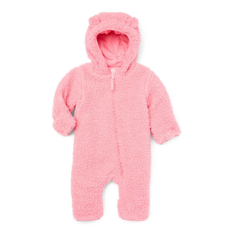 Wonder Nation Baby Teddy Fleece Pram with Hood, Size 0M- 9M | Walmart (US)