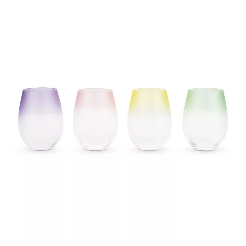 Blush Frosted Ombre Stemless Wine Glasses in Pink, Purple, Yellow, and Green, Colorful 12 Oz Set ... | Target