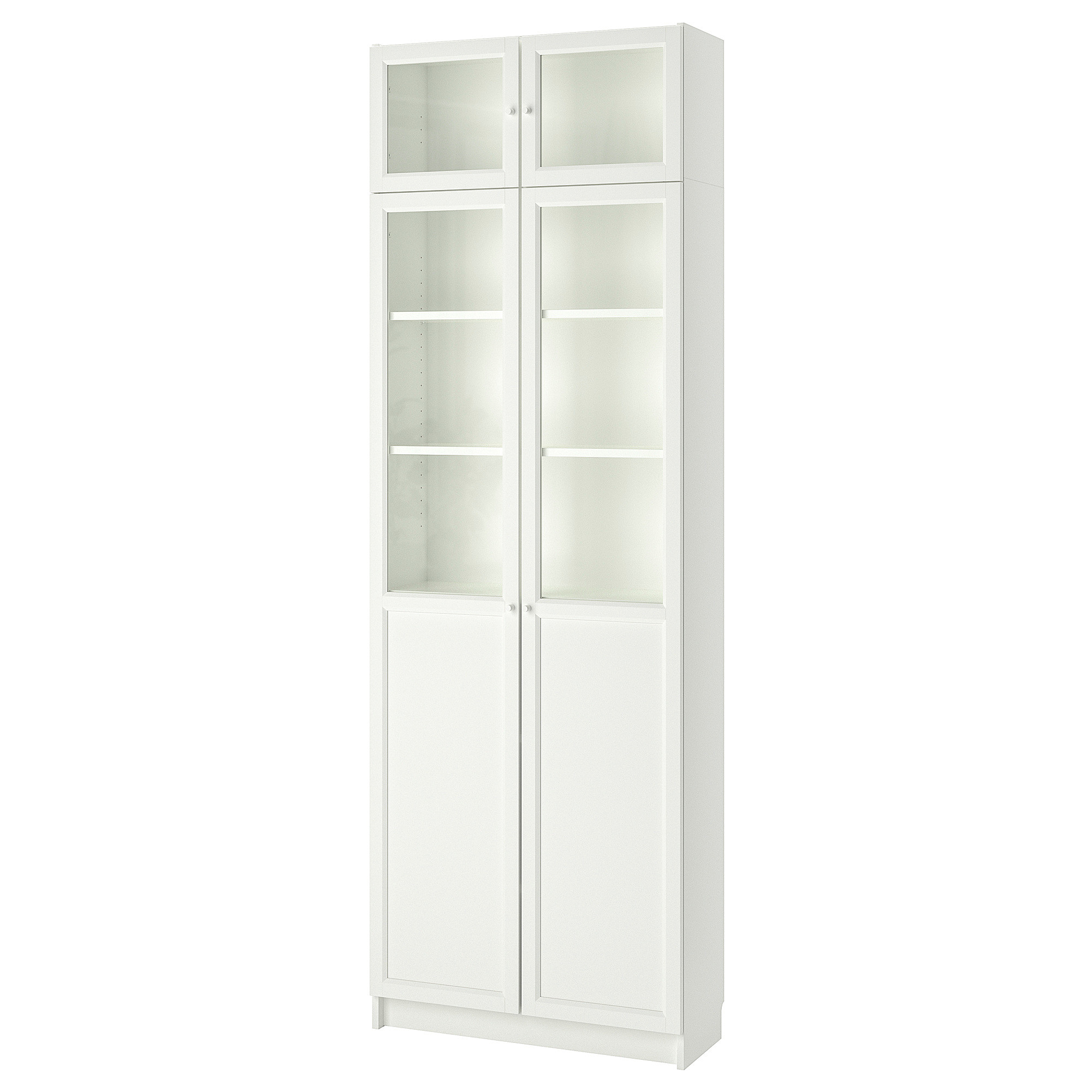 BILLY Bookcase w hght ext ut/pnl/glss drs, white, 31 1/2x11 3/4x93 1/4 " | IKEA US