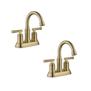 Oswell 4 in. Centerset Double-Handle High-Arc Bathroom Faucet in Matte Gold (2-Pack) | The Home Depot