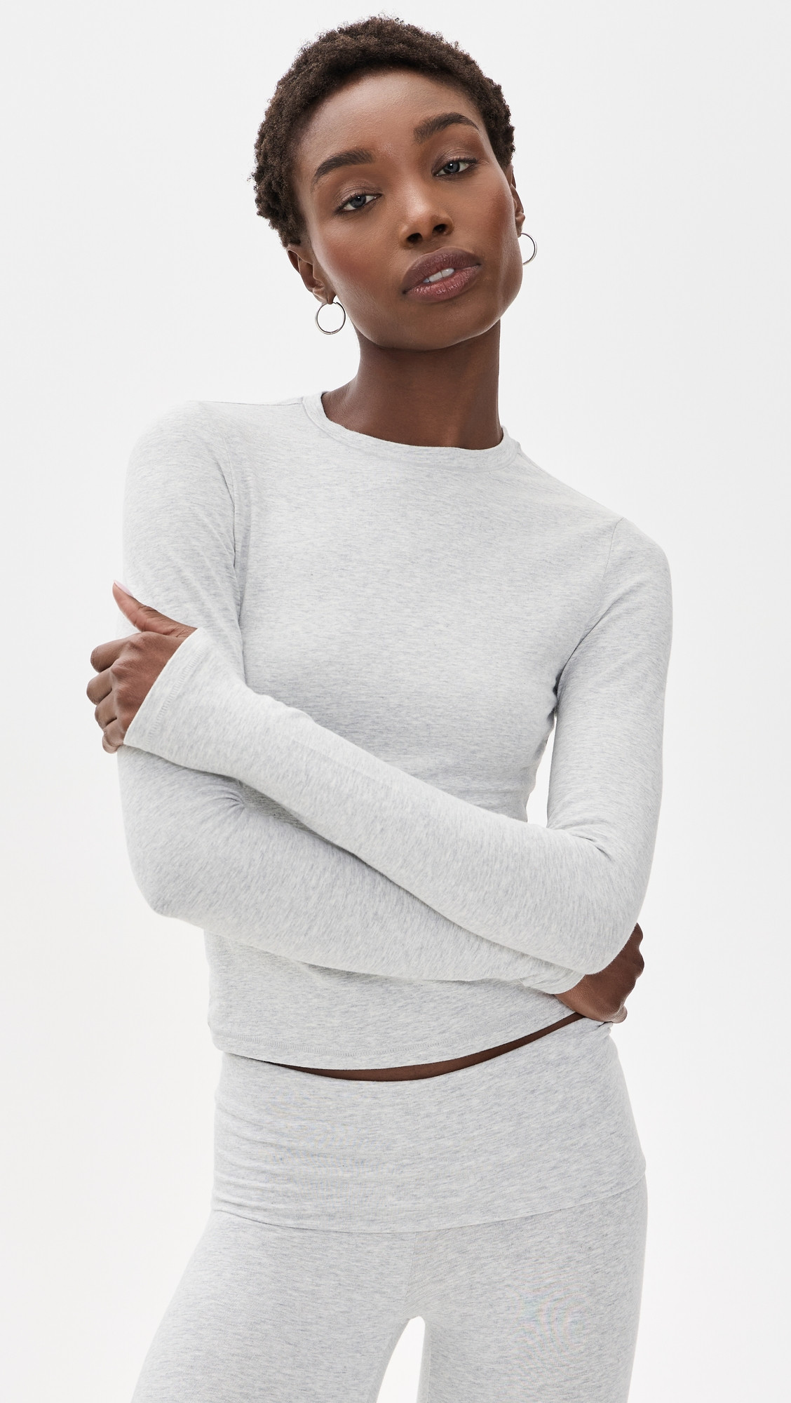 SKIMS Long Sleeve T-Shirt Light Heather Grey XS | Shopbop