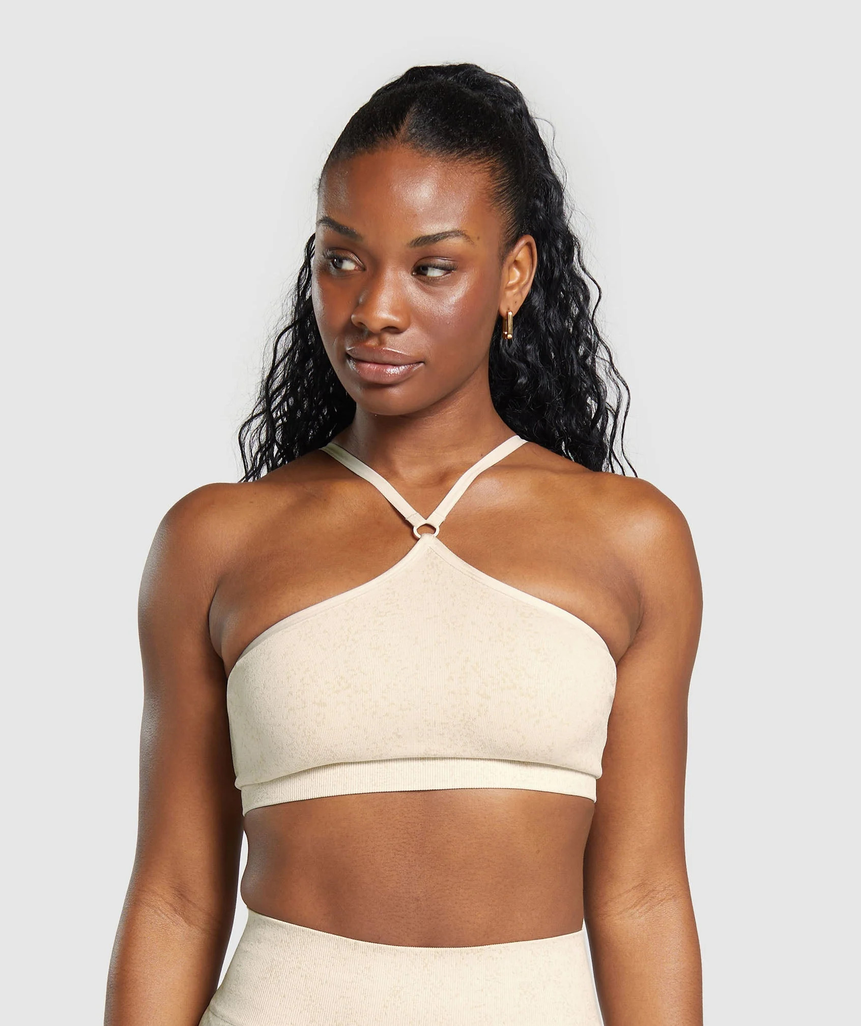 Gymshark Adapt Fleck Seamless Halterneck Bralette - Coconut White | Gymshark US