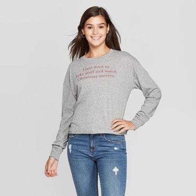 Women's Christmas Routine Long Sleeve T-Shirt (Juniors') - Athletic Heather | Target