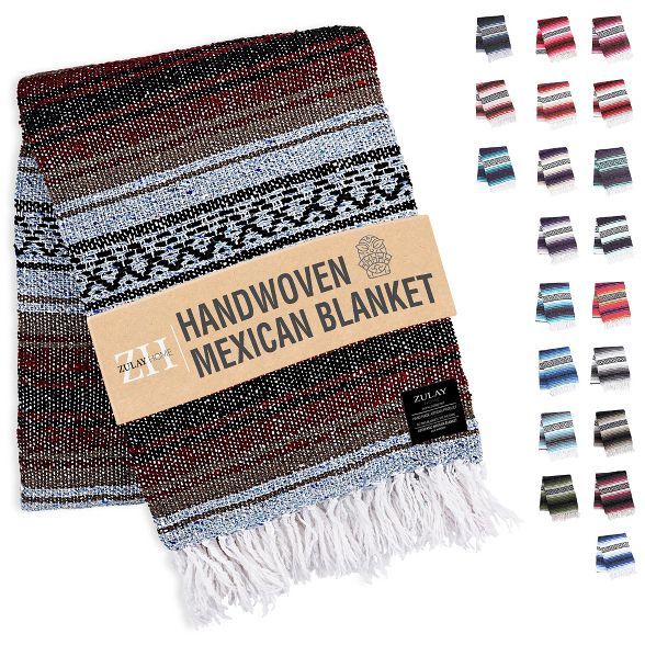 Zulay Home Hand Woven Mexican Blankets - Artisanal Boho Blanket & Mexican Falsa Blanket | Target