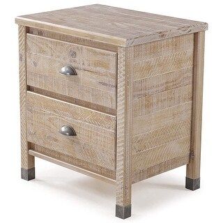 Camaflexi Baja Rustic Solid Wood 2 Drawer Nightstand with Metal Pulls, Barnwood | Bed Bath & Beyond