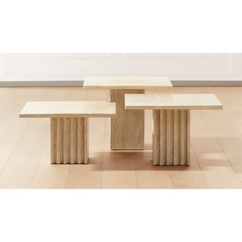 Carve Travertine Cocktail TablesCB2 Exclusive Change Zip Code: SubmitClose$379.00 - $429.00(5.0) ... | CB2