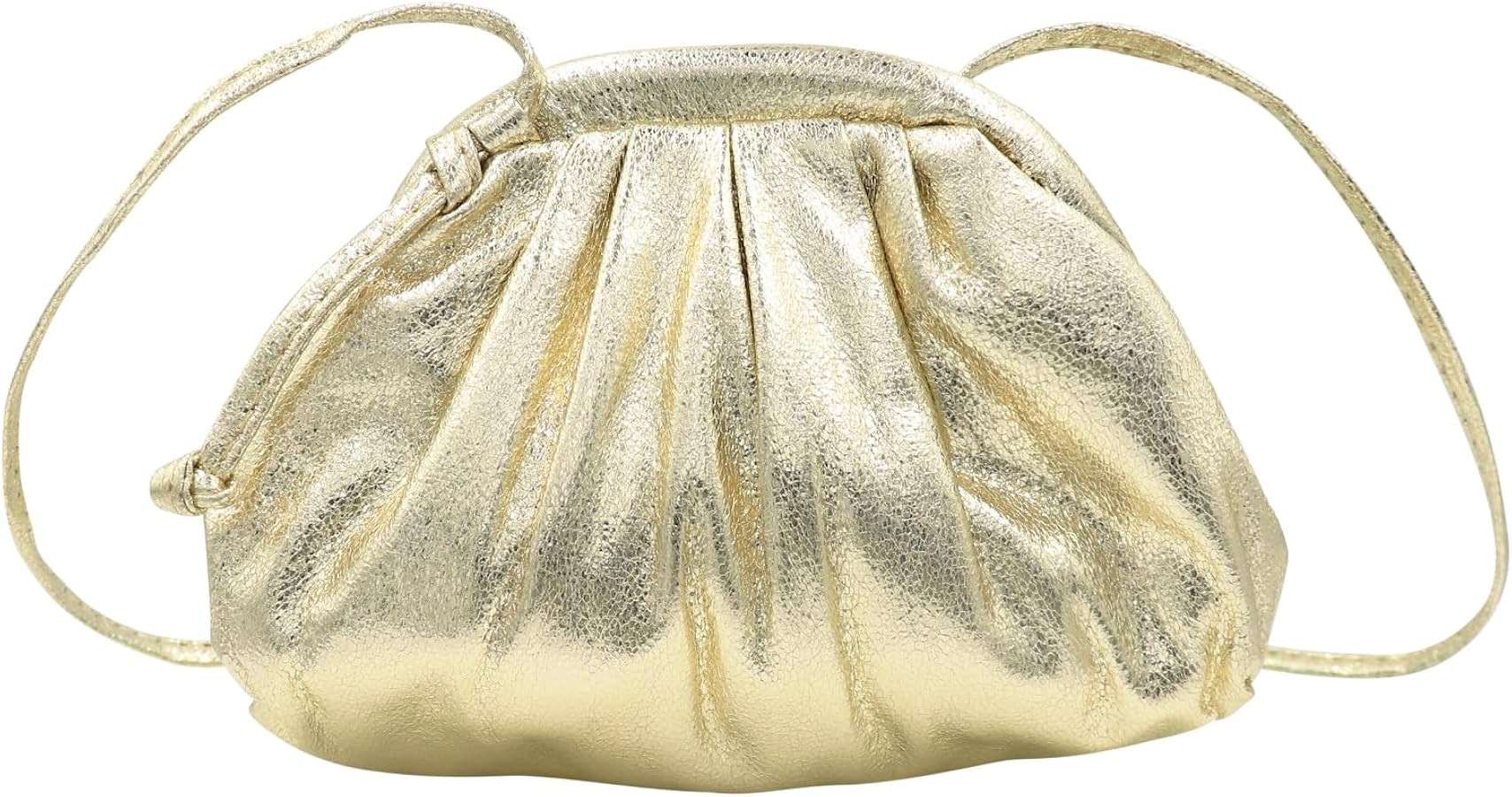 MINGSEECESS Women Fashion Cloud-Shaped Dumpling Bag Metallic Ruched Crossbody Cell Phone Bag Clut... | Amazon (US)