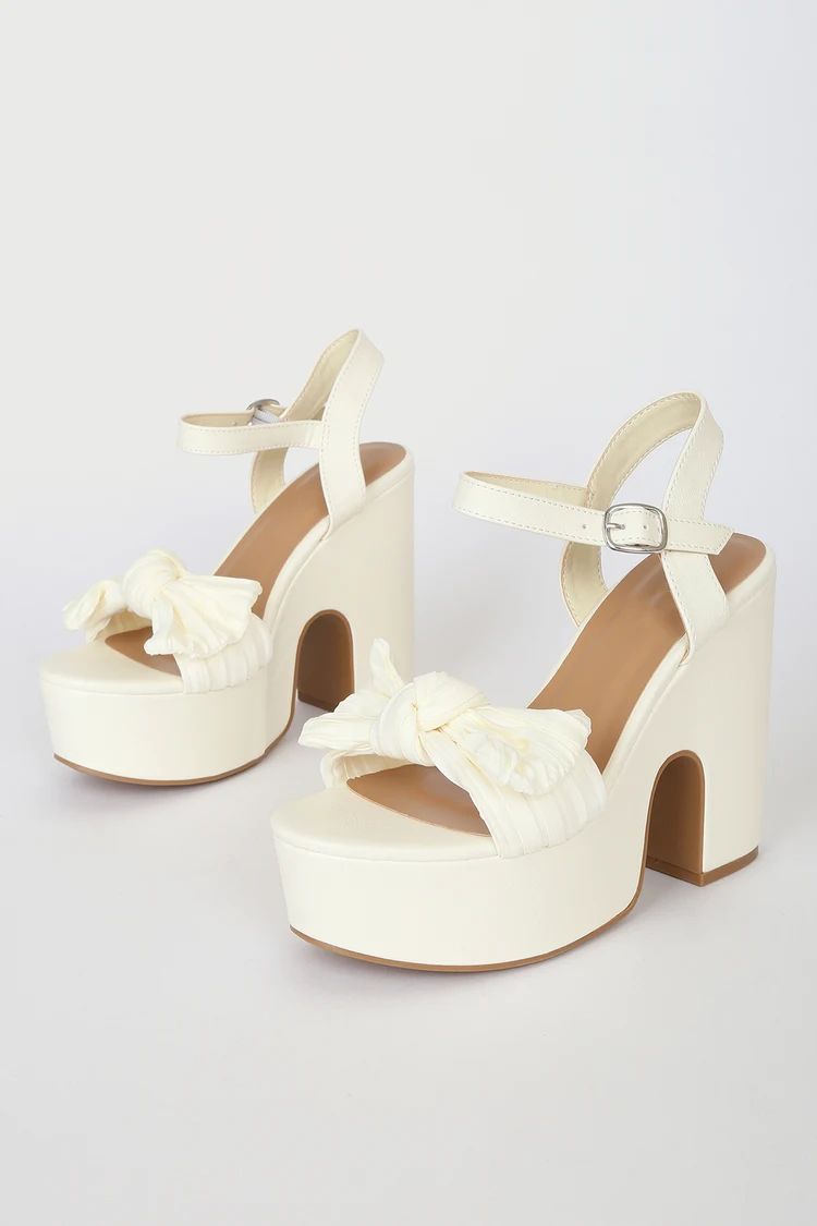 Graciana Ivory Knotted Platform Sandals | Lulus (US)