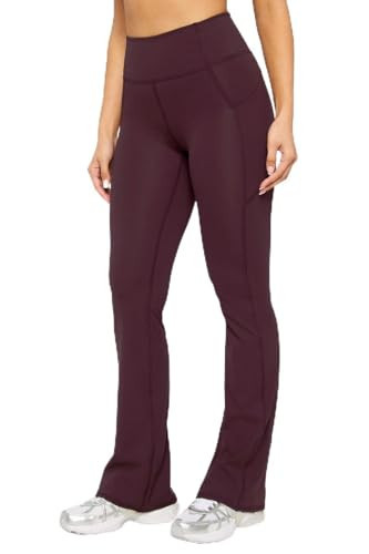 Fabletics Women's Oasis PureLuxe High-Waisted Pocketed Kick Flare, XS/Regular, Oxblood | Amazon (US)