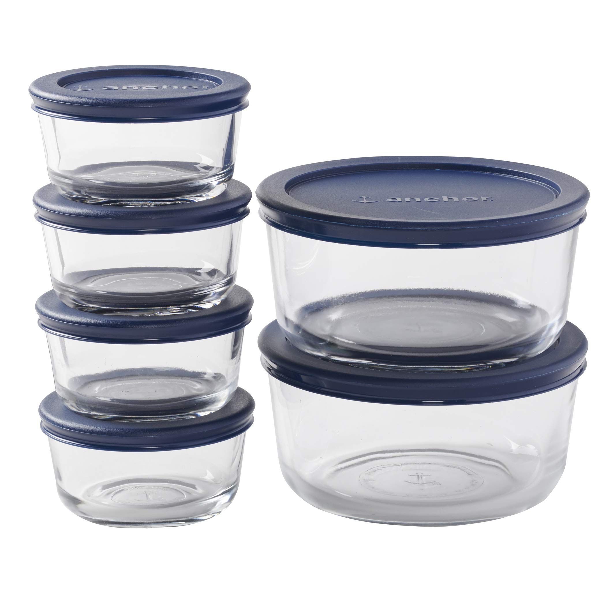 Anchor Hocking 12 Piece Glass Storage Containers with Lids (6 Glass Food Storage Containers & 6 N... | Amazon (US)