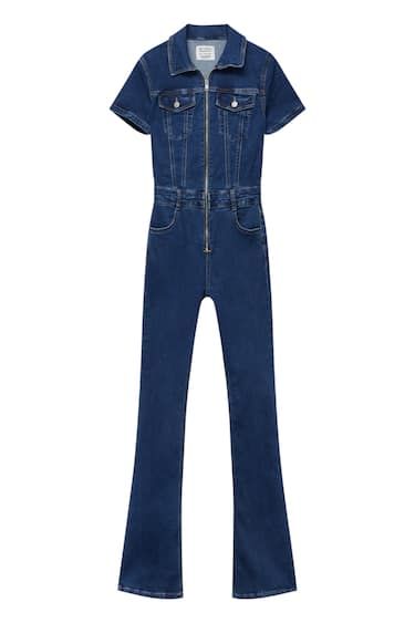 DENIM JUMPSUIT WITH SHORT SLEEVES | PULL and BEAR UK