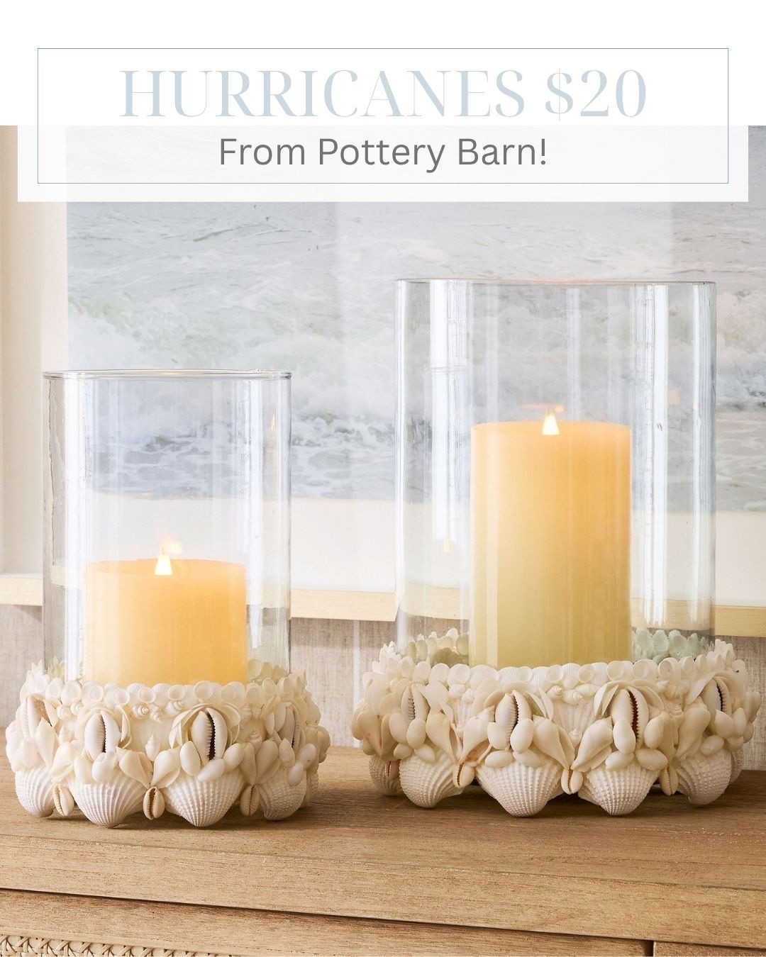 Can't believe the clearance price on these gorgeous shell hurricane candle holders! Both the large and small sizes are under $20 each! I may also scoop up a few extras to give as gifts but I'm guessing these will go quick! Also linking a few other pieces in this collection that are also majorly discounted!
-
coastal home decor, coastal style decor, pottery barn decor, summer decor, beach house decor, lake house decor, gifts for women, gifts for her, gifts for mom, glass hurricanes, labor day sale, shell decor, shell picture frames, console table decor, coffee table decor, sideboard decor, dresser decor

#LTKSaleAlert #LTKHome #LTKSeasonal