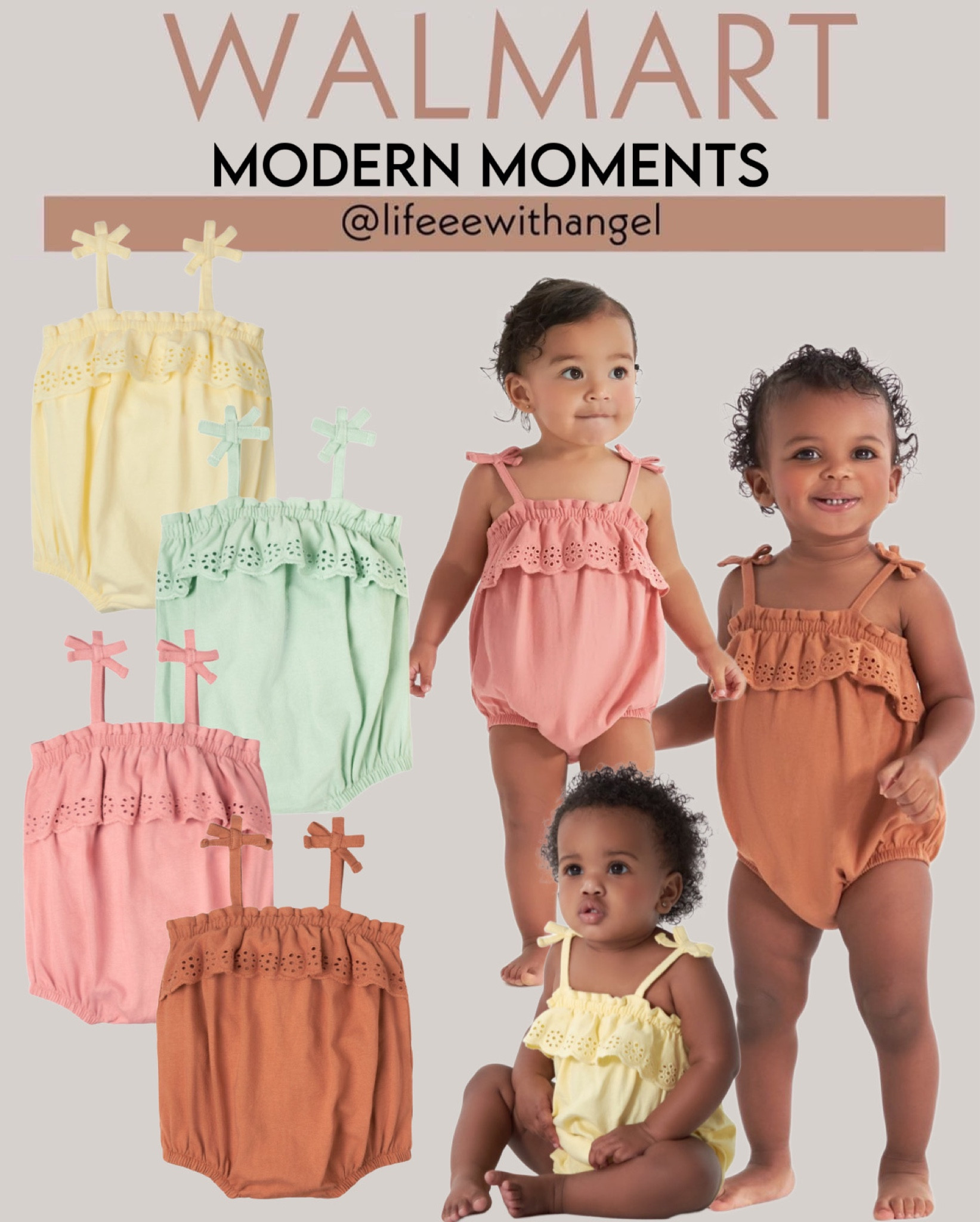 OMG These Modern Moments by Gerber Baby Girls Bubble Rompers with Eyelet Trim are precious!! 😍 This pull-on romper is super-soft and totally relaxed that feature a bottom snap closure for quick and easy changes and an eyelet flounce for girly fun. Your baby will definitely look trendy while comfortable in these!! Comes in a 2-pack in size 0/3-24M 

#Ad @walmartfashion #WalmartFashion 
@shop.ltk  #LTKfashion #liketkit #ltkstyletip #LTKkidsfashion #kidsfashion #walmartfallfashion 