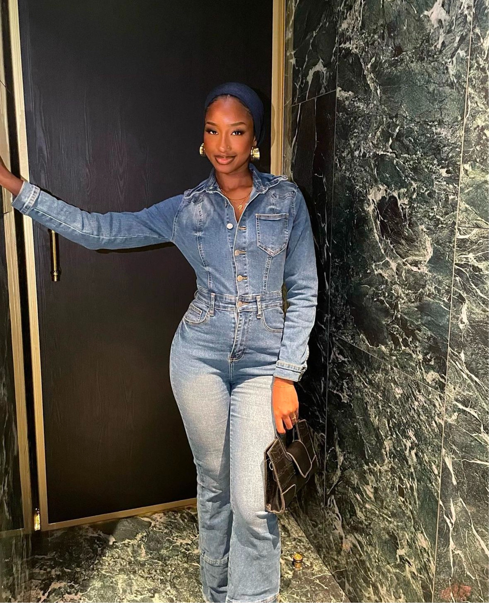 Combinaison en jean longue manches 