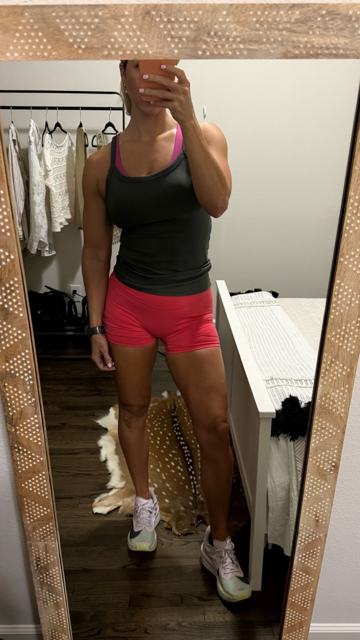 Workout fit 8/21 - wearing m in Amazon workout shorts, S in Amazon running bra. Sized up .5 size in Nike running shoes!

#LTKgrwm #LTKActive #LTKSaleAlert
