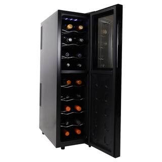 Urban Series 18 Bottle Dual Zone Wine Cooler, Black, 1.9 cu. ft (53L) Freestanding Wine Fridge | The Home Depot
