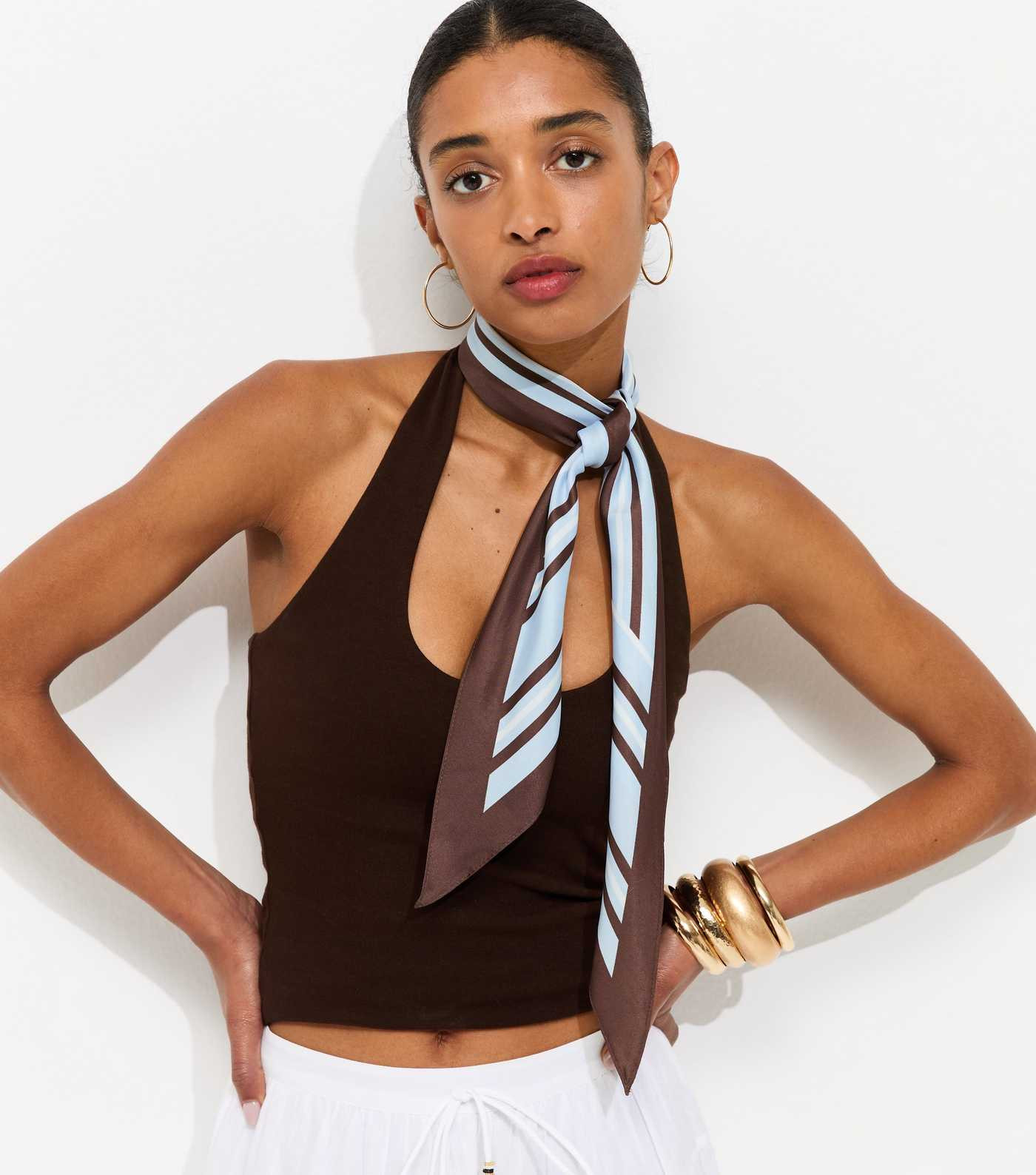 Blue Striped Satin Scarf | New Look | New Look (UK)
