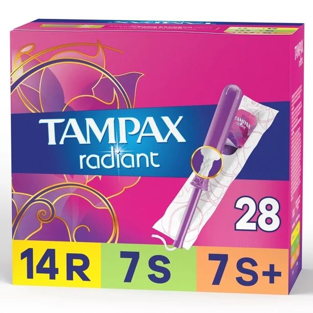 Tampax Radiant Tampons Trio Pack, Regular/Super/Super Plus Absorbency with BPA-Free Plastic Appli... | Walmart (US)