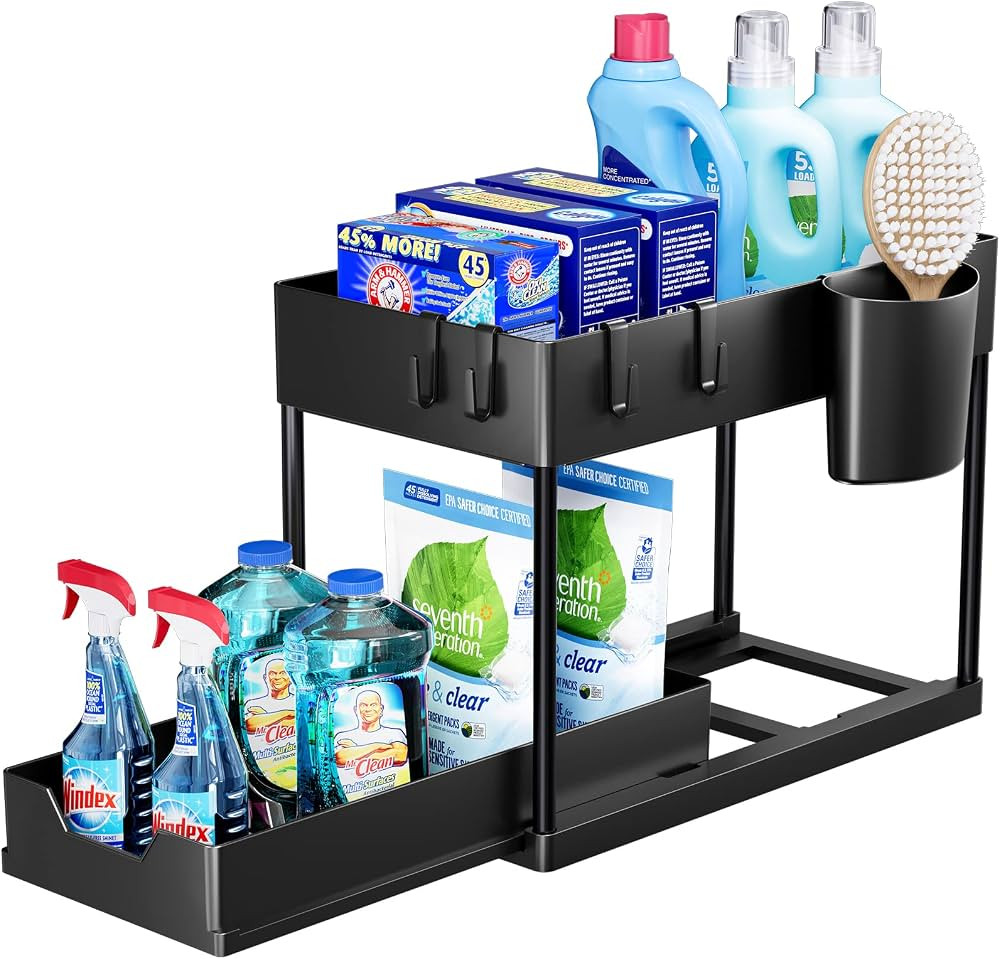 Puricon Étagère sous évier à 2 étages pour cuisine, plan de travail, étagère multifonction... | Amazon (FR)
