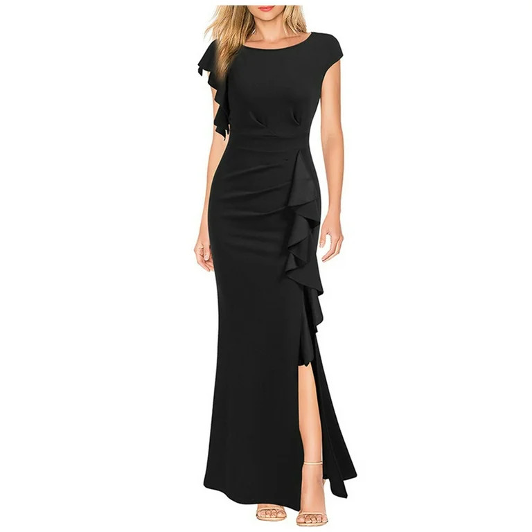 Women's Black and White Maxi Dress Long Summer for Wedding Guest Formal | Walmart (US)