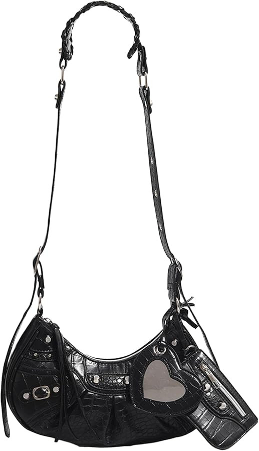 Women's Glossy Y2K Retro Hobo Bags Set PU Leather Underarm Purses Clutch Shoulder Handbags With C... | Amazon (US)