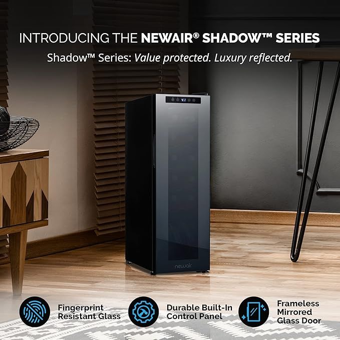 Newair 12 Bottle Wine Cooler Refrigerator | Shadow Series | Freestanding Mirrored Wine and Bevera... | Amazon (US)