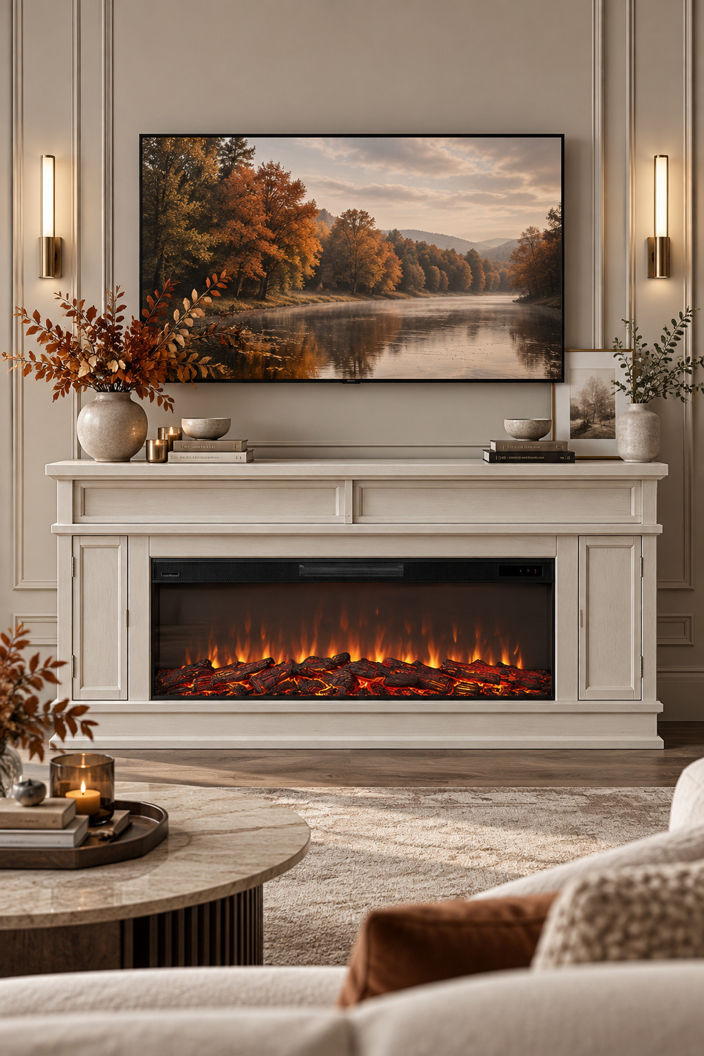 If you love that cozy, expensive-looking living room vibe, start with a tv stand with fireplace. These Wayfair finds make such a pretty statement underneath a mounted TV and give the room a finished, designer feel. I’m seeing modern wood tones, creamy neutrals, black finishes, and farmhouse styles during the 5 Days of Deals up to 60% off. #TVStandWithFireplace #LivingRoomInspiration #WayfairDeals #ModernLivingRoom #FarmhouseDecor #FireplaceConsole #CozyHome 

 #LTKSeasonal #LTKHome #LTKSaleAlert