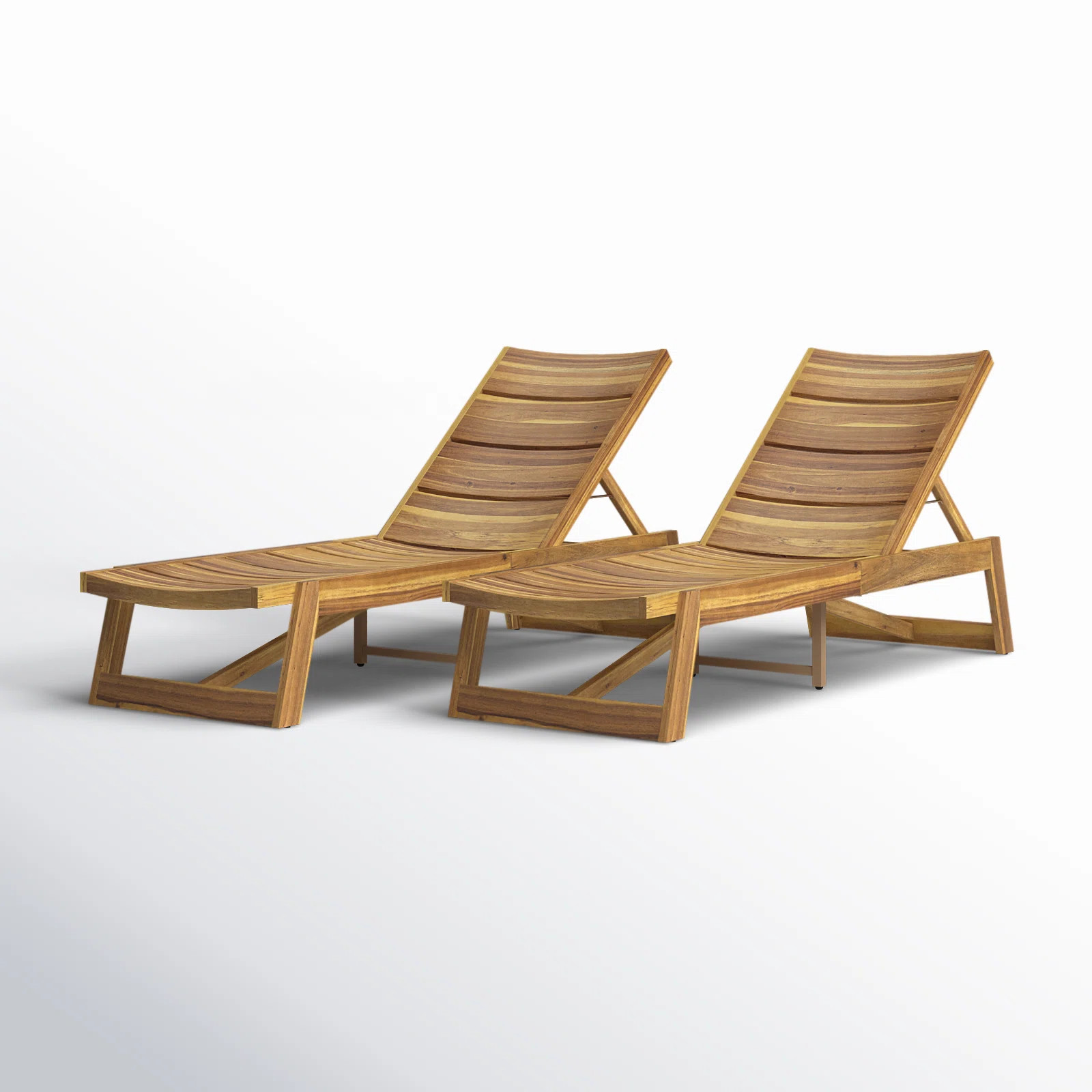 Vinita 78.75" Long Acacia Reclining Chaise Lounge Set 2 Chaise LoungesMaterial: Acacia Wood 12.50... | Wayfair North America