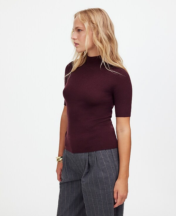 Ribbed Merino Wool Mockneck Sweater Tee | Madewell | Madewell